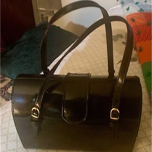 Small black patent leather purse